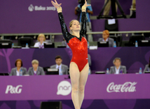 İdman gimnastikası üzrə fərdi çoxnövçülük yarışlarında ölkəmizi qadınlar arasında Marina Nekrasova təmsil edir. Bakı, Azərbaycan, 18 iyun 2015